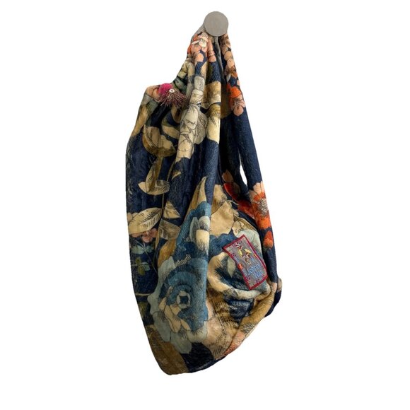 Johnny Was Blue Floral Plush Fleece Bag Large - Picture 1 of 10